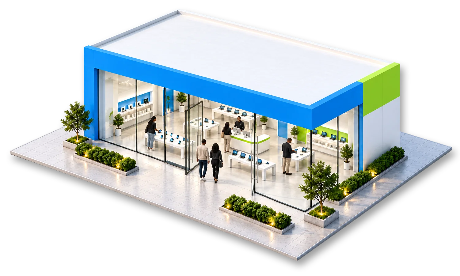 3D render of the finished EF Telco retail store