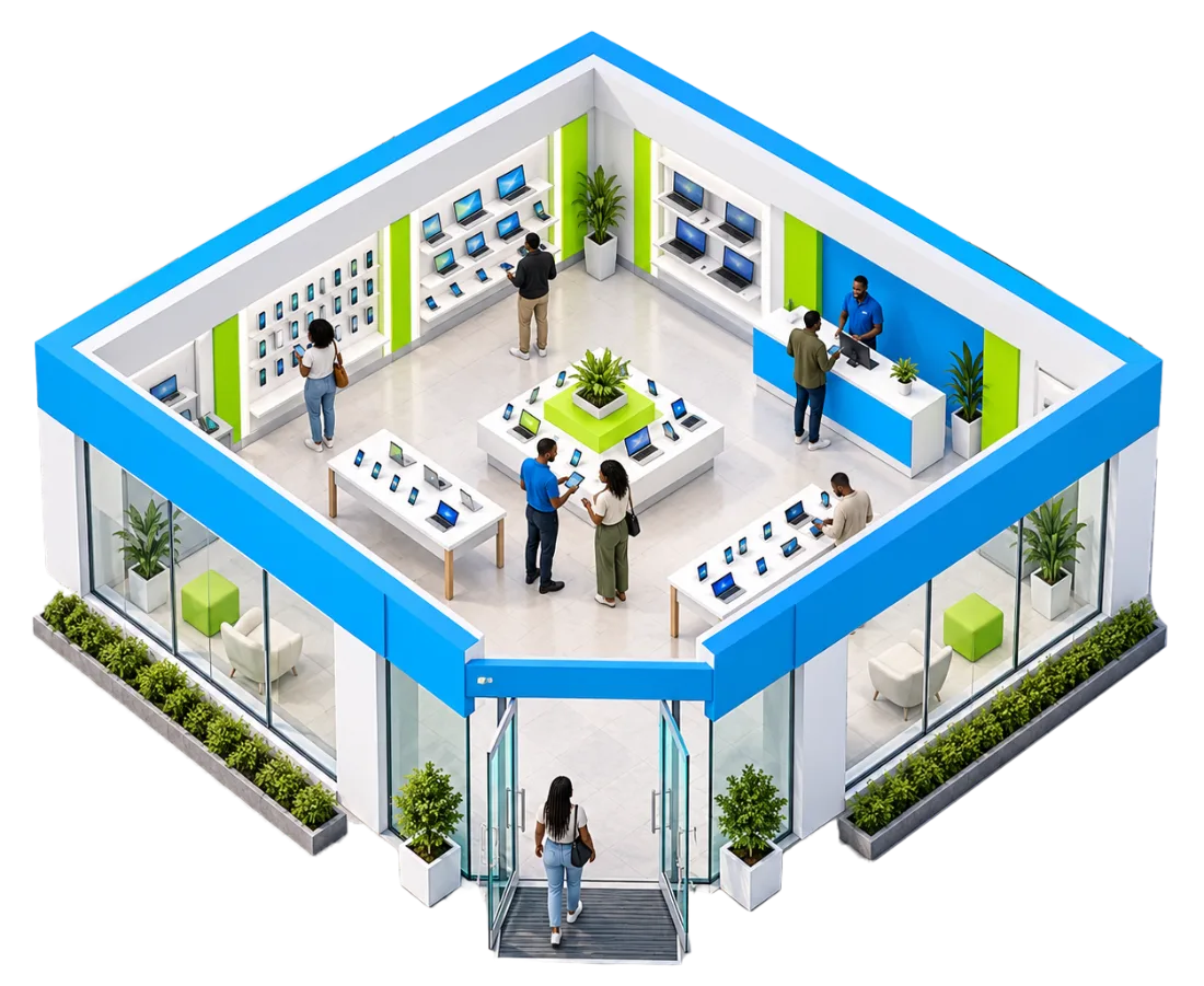 EF Telco flagship store connected to a network of stores