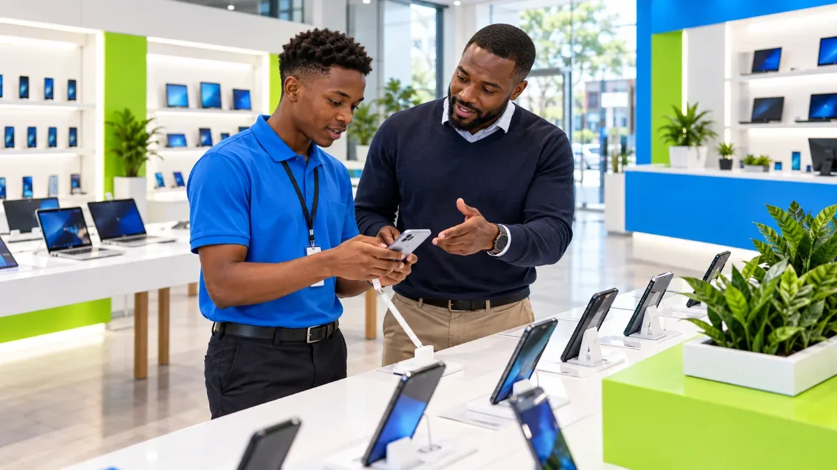 store manager coaching a new starter
