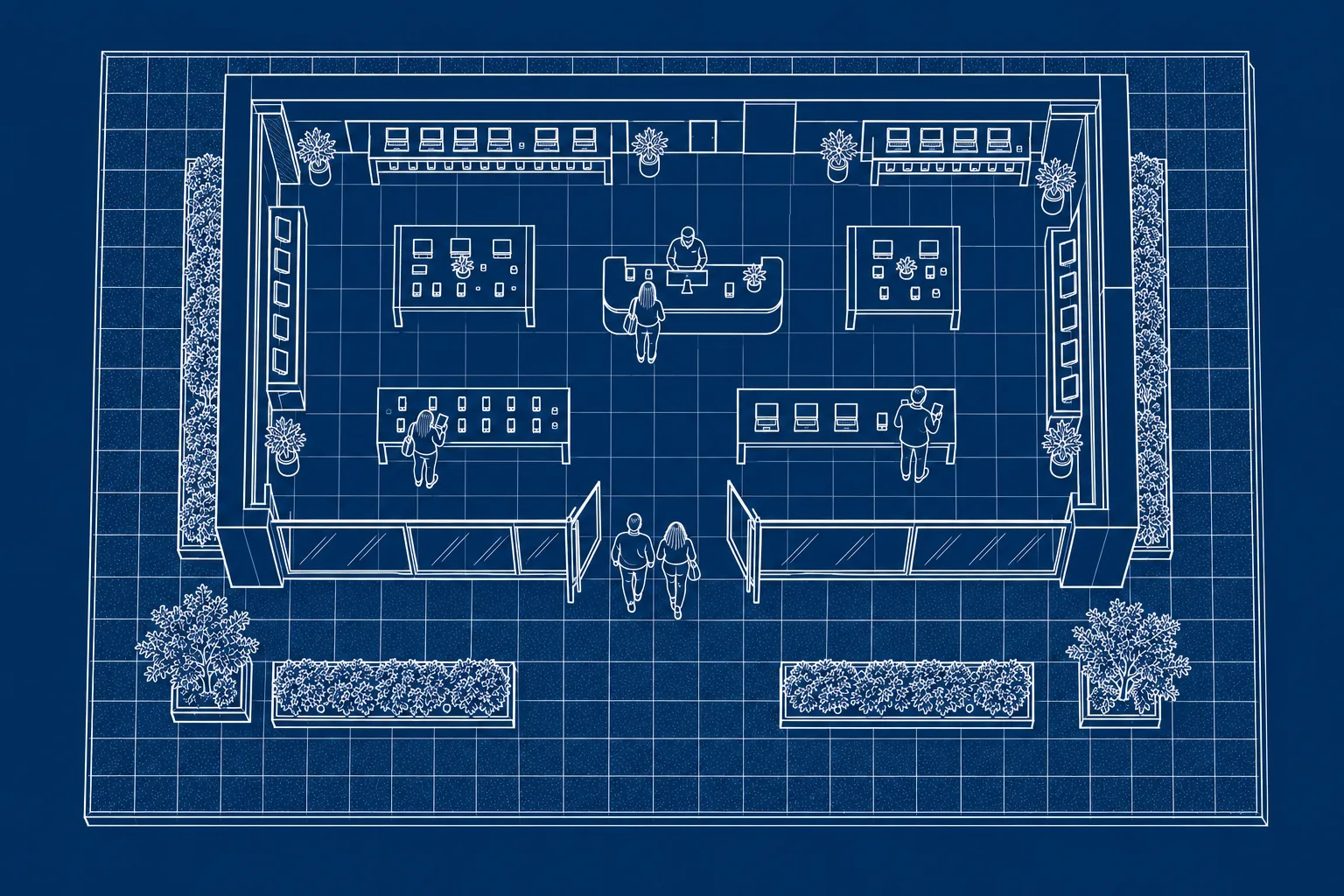 Blueprint of the EF Telco retail store